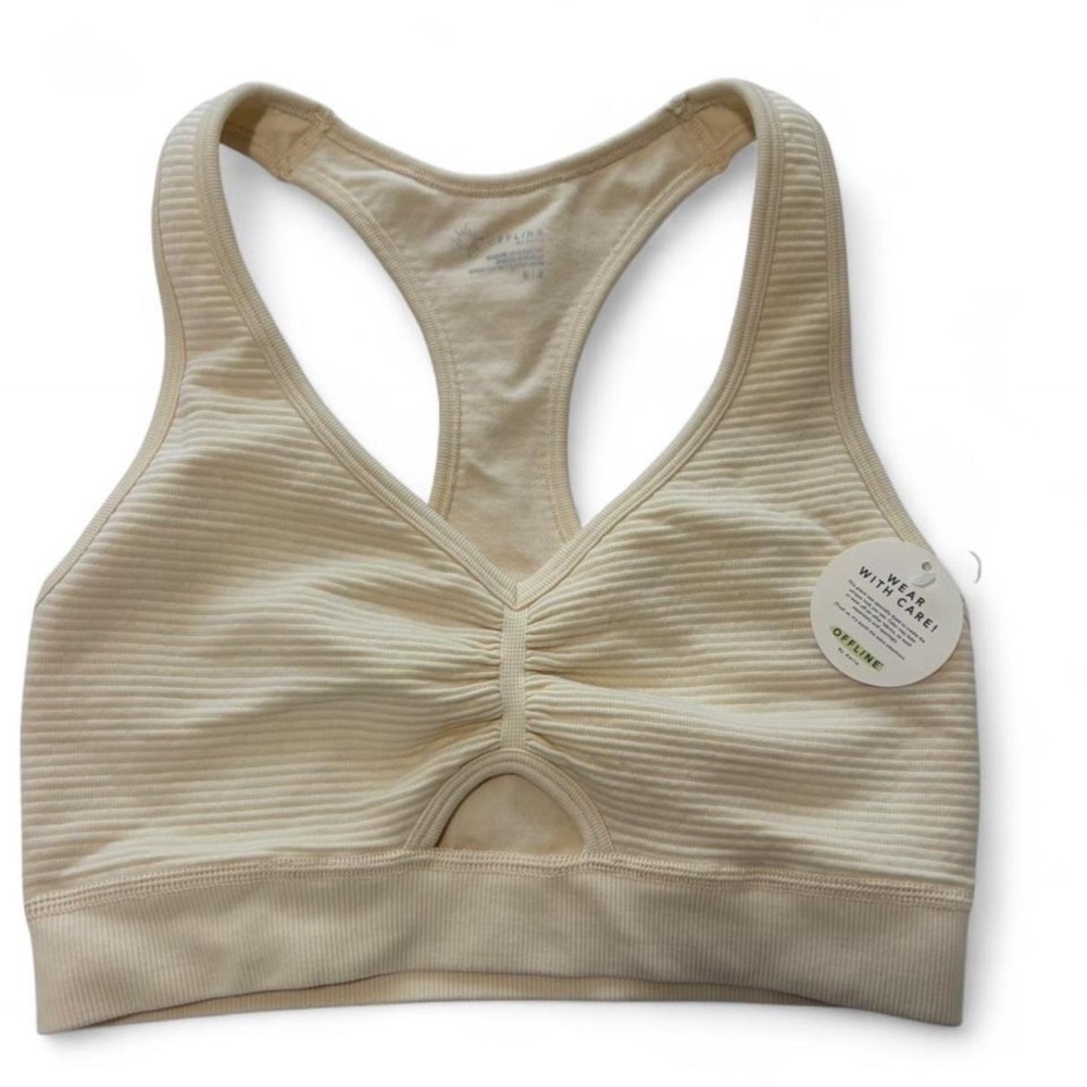 aerie Cream Ribbed Racerback Bralette